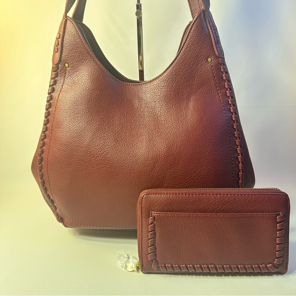 Style & Co. Brown Leather Shoulder Bag with Matching Wallet
